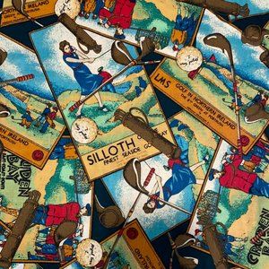 Vintage Golf Postcard Fabric for Crafts & Quilting 1+ yard